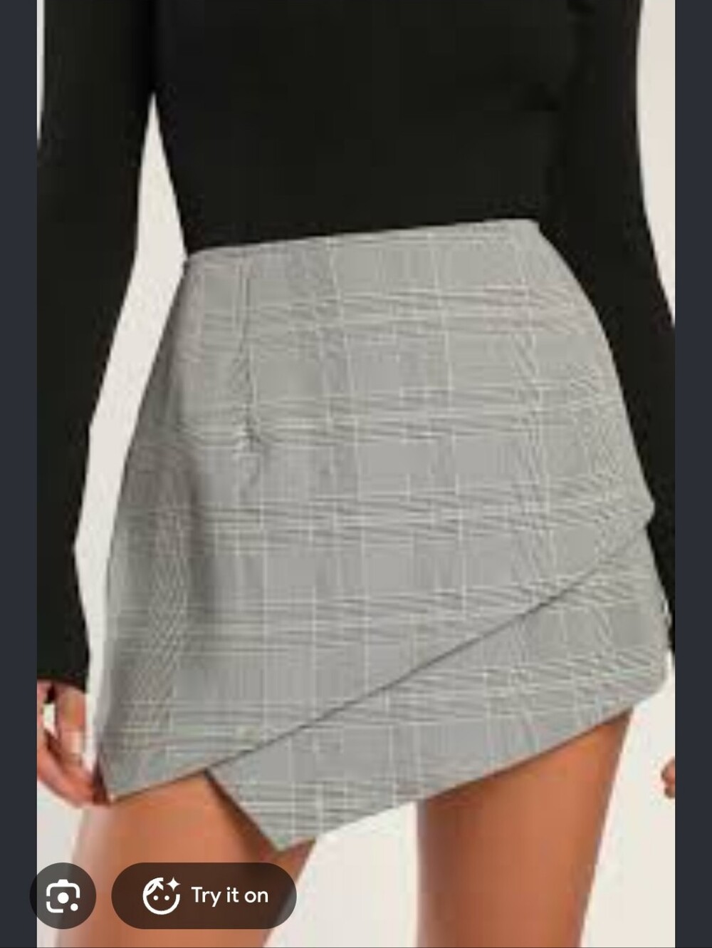 Lulu's Gray Plaid Asymmetrical Mini Skirt Skort XXL